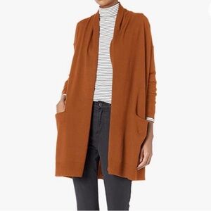 Daily Ritual Caramel/Rust/Pumpkin Open Front Fine Gauge Stretch Cardigan- Size S